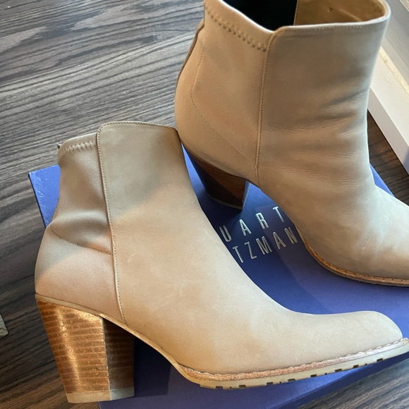 COPY - Stuart Weitzman ankle boots low heels beige size 8M - Picture 4 of 5